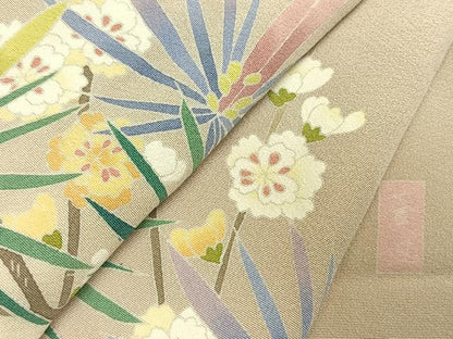 平和屋着物●十日町友禅作家　岡村蒼風　訪問着　風景花文　暈し染め　正絹　逸品　AABJ4008fy