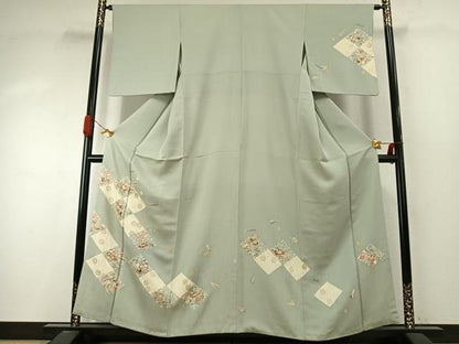 平和屋着物●訪問着　駒刺繍　楽器花文　金彩　正絹　逸品　AABJ4011fy