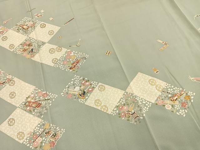 平和屋着物●訪問着　駒刺繍　楽器花文　金彩　正絹　逸品　AABJ4011fy
