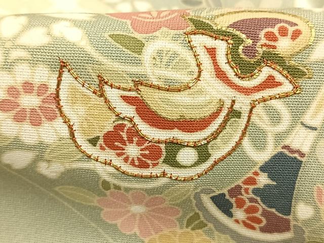 平和屋着物●訪問着　駒刺繍　楽器花文　金彩　正絹　逸品　AABJ4011fy