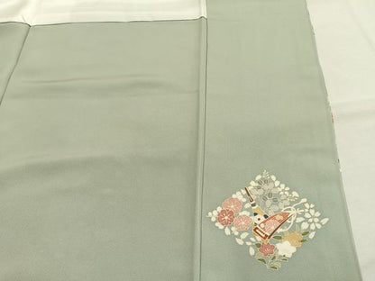 平和屋着物●訪問着　駒刺繍　楽器花文　金彩　正絹　逸品　AABJ4011fy