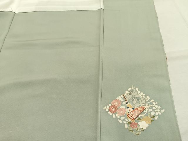 平和屋着物●訪問着　駒刺繍　楽器花文　金彩　正絹　逸品　AABJ4011fy
