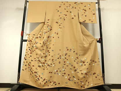 平和屋着物●訪問着　駒刺繍　草花文　金彩　鈴乃屋扱い　正絹　逸品　AABJ4012fy