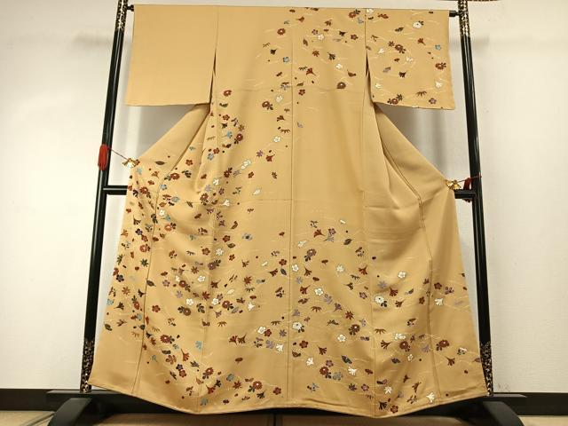 平和屋着物●訪問着　駒刺繍　草花文　金彩　鈴乃屋扱い　正絹　逸品　AABJ4012fy