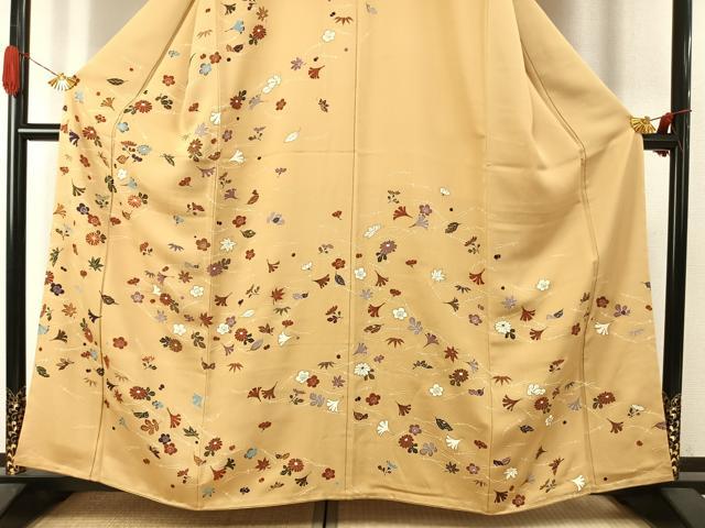 平和屋着物●訪問着　駒刺繍　草花文　金彩　鈴乃屋扱い　正絹　逸品　AABJ4012fy