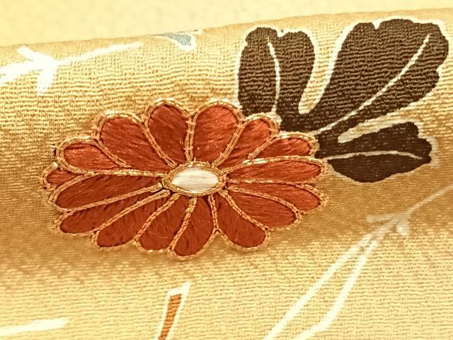 平和屋着物●訪問着　駒刺繍　草花文　金彩　鈴乃屋扱い　正絹　逸品　AABJ4012fy
