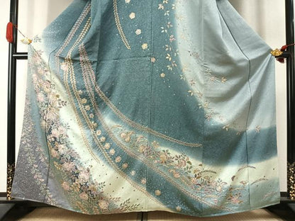 平和屋着物●訪問着　絞り　辻が花　暈し染め　金彩　正絹　逸品　AABJ4015fy