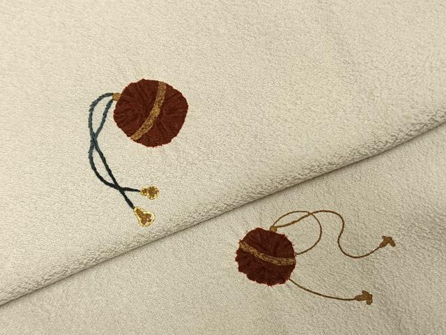 平和屋着物●訪問着　駒刺繍　絞り　鈴　金彩　正絹　逸品　AABJ4016fy
