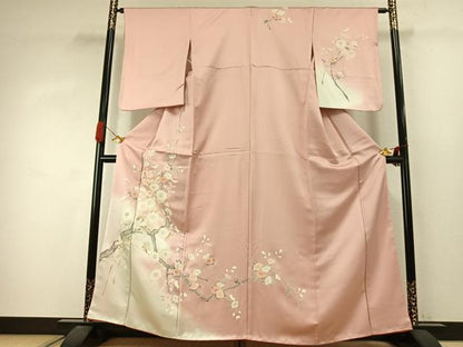 平和屋着物●訪問着　友禅　枝花文　暈し染め　正絹　逸品　AABJ4020fy