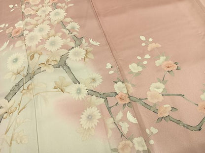 平和屋着物●訪問着　友禅　枝花文　暈し染め　正絹　逸品　AABJ4020fy