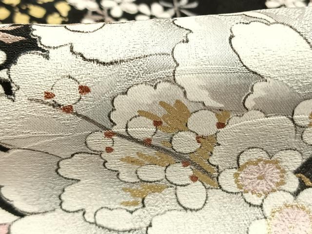 平和屋着物●豪華振袖　草花文　黒地　金彩　正絹　逸品　AABJ4021fy