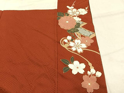 平和屋着物●豪華振袖　駒刺繍　草花文　金彩　正絹　逸品　AABJ4022fy