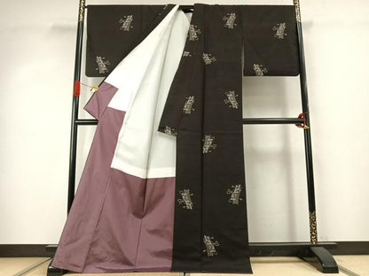 平和屋着物●本場大島紬　総絣　地空き　短冊花文　ロング丈　正絹　逸品　AABJ4023fy