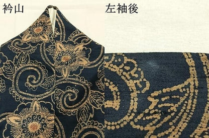 平和屋着物●上質な小紋　紬地　型染め　花唐草文　正絹　逸品　AABJ4024fy