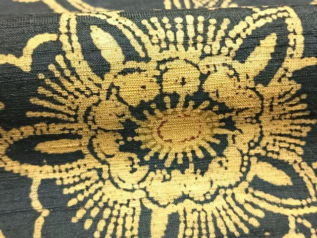 平和屋着物●上質な小紋　紬地　型染め　花唐草文　正絹　逸品　AABJ4024fy