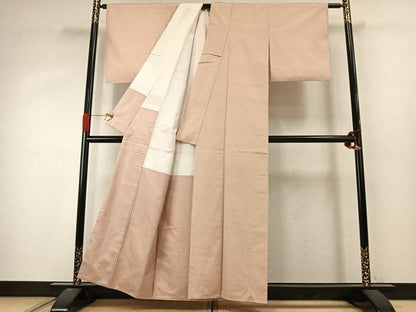 平和屋着物●上質な紬　色無地　灰梅色　正絹　逸品　AABJ4025fy