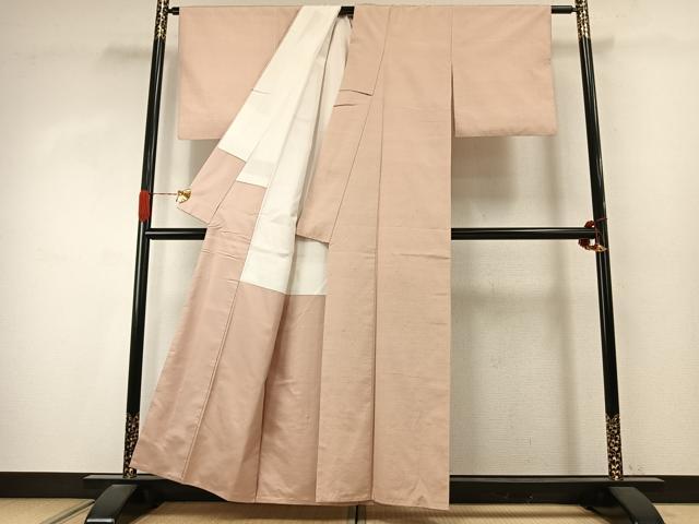 平和屋着物●上質な紬　色無地　灰梅色　正絹　逸品　AABJ4025fy