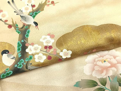 平和屋着物●京友禅作家　山下剛志郎　訪問着　花鳥文　暈し染め　金彩　正絹　逸品　AABJ4026fy