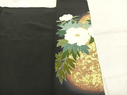 平和屋着物●豪華黒留袖　作家物　孔雀花文　金彩　正絹　逸品　AABJ4027fy