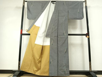 平和屋着物●上質な紬　矢羽文　正絹　逸品　未使用　AABJ4028fy