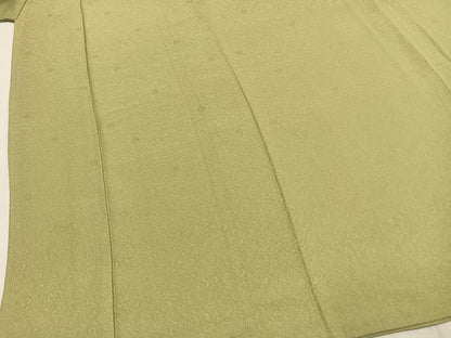 平和屋着物●上質な色無地　花唐草地紋　抹茶色　正絹　逸品　未使用　AABJ4034fy