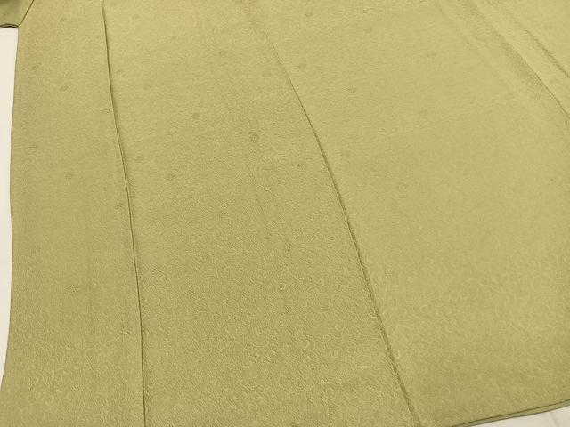 平和屋着物●上質な色無地　花唐草地紋　抹茶色　正絹　逸品　未使用　AABJ4034fy
