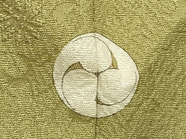平和屋着物●上質な色無地　花唐草地紋　抹茶色　正絹　逸品　未使用　AABJ4034fy
