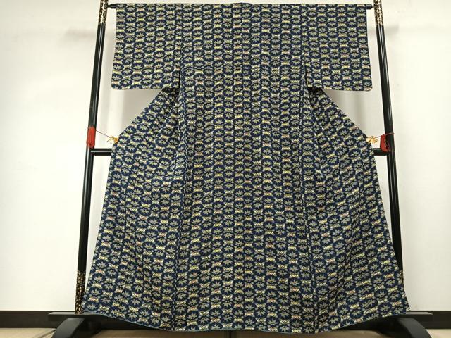 平和屋着物●上質な小紋　型染め　草花文　正絹　逸品　AABJ4036fy