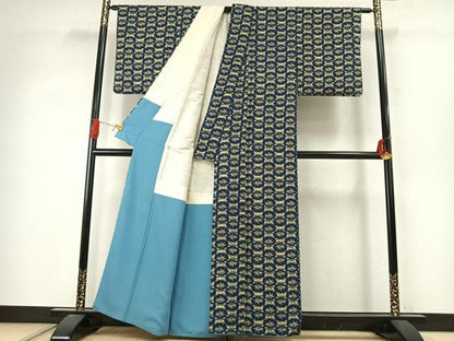 平和屋着物●上質な小紋　型染め　草花文　正絹　逸品　AABJ4036fy