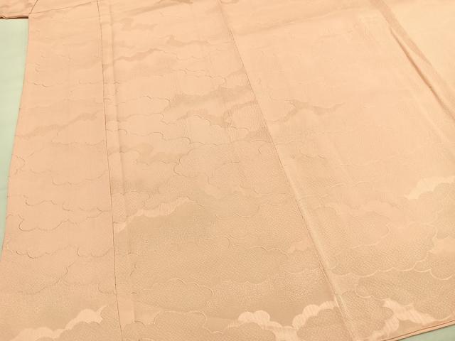 平和屋着物●上質な色無地　雲取り地紋　一斤染色　正絹　逸品　AABJ4037fy
