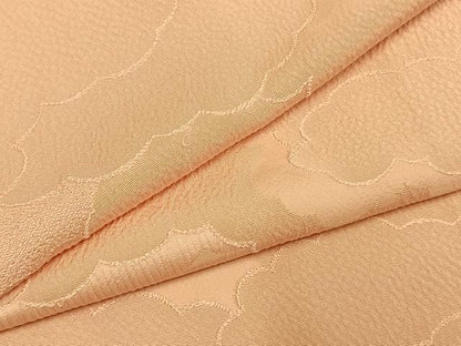 平和屋着物●上質な色無地　雲取り地紋　一斤染色　正絹　逸品　AABJ4037fy