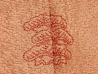 平和屋着物●上質な色無地　辻が花地紋　珊瑚朱色　正絹　逸品　AABJ4039fy