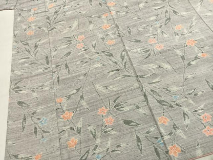 平和屋着物●小千谷紬　草花文　正絹　逸品　AABJ4041fy