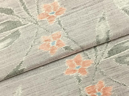 平和屋着物●小千谷紬　草花文　正絹　逸品　AABJ4041fy