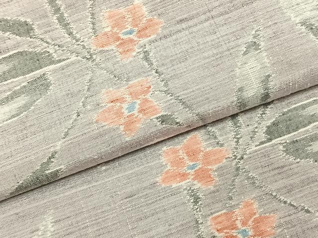 平和屋着物●小千谷紬　草花文　正絹　逸品　AABJ4041fy