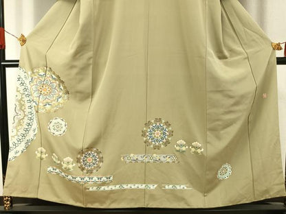 平和屋着物●豪華色留袖　作家物　駒刺繍　吉祥花文　金彩　正絹　逸品　AABJ4045fy