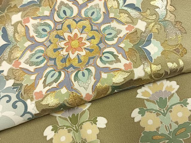 平和屋着物●豪華色留袖　作家物　駒刺繍　吉祥花文　金彩　正絹　逸品　AABJ4045fy