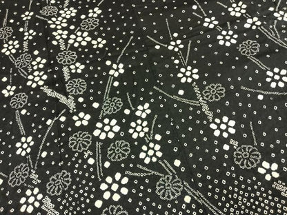 平和屋着物●訪問着　総絞り　草花文　黒地　正絹　逸品　AABJ4047fy