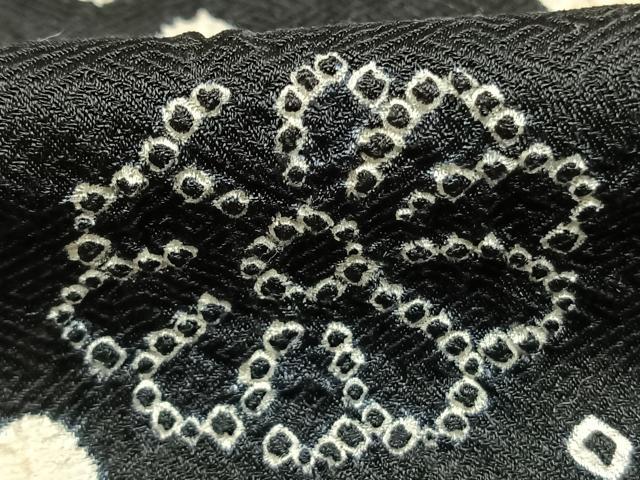平和屋着物●訪問着　総絞り　草花文　黒地　正絹　逸品　AABJ4047fy