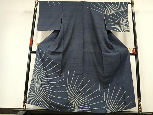 平和屋着物●訪問着　生紬地　絞り　幾何学文様　やまと誂製　正絹　逸品　AABJ4049fy