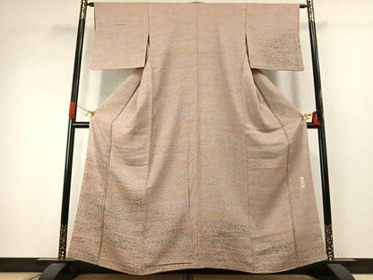平和屋着物●野の陶人　加藤唐九郎　陶彩染　膨れ織り　訪問着　霞文　正絹　逸品　AABJ4050fy