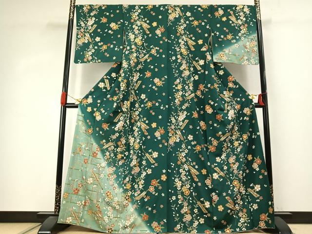 平和屋着物●訪問着　扇面花文　暈し染め　金彩　正絹　逸品　AABJ4051fy