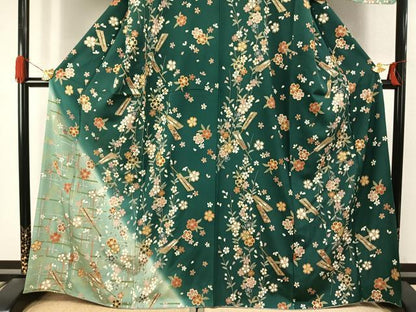 平和屋着物●訪問着　扇面花文　暈し染め　金彩　正絹　逸品　AABJ4051fy
