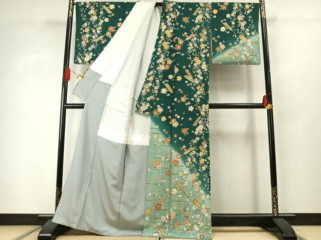 平和屋着物●訪問着　扇面花文　暈し染め　金彩　正絹　逸品　AABJ4051fy
