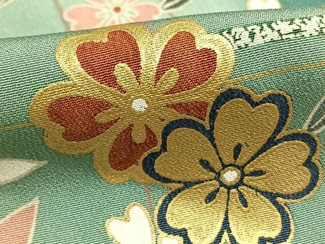 平和屋着物●訪問着　扇面花文　暈し染め　金彩　正絹　逸品　AABJ4051fy