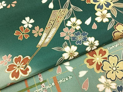 平和屋着物●訪問着　扇面花文　暈し染め　金彩　正絹　逸品　AABJ4051fy