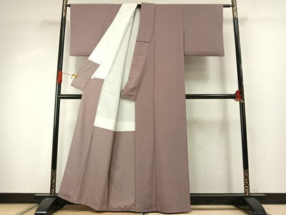 平和屋着物●色無地　鴇鼠色　さんび謹製　洗える着物　AABJ4053fy