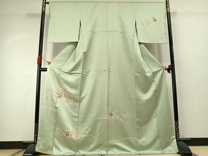 平和屋着物●訪問着　草花文　金彩　ロング丈　正絹　逸品　未使用　AABJ4057fy