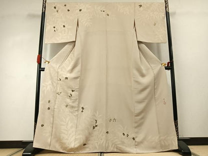 平和屋着物●中井淳夫　訪問着　刺繍　草花文　金糸　金彩　正絹　逸品　AABJ4060fy
