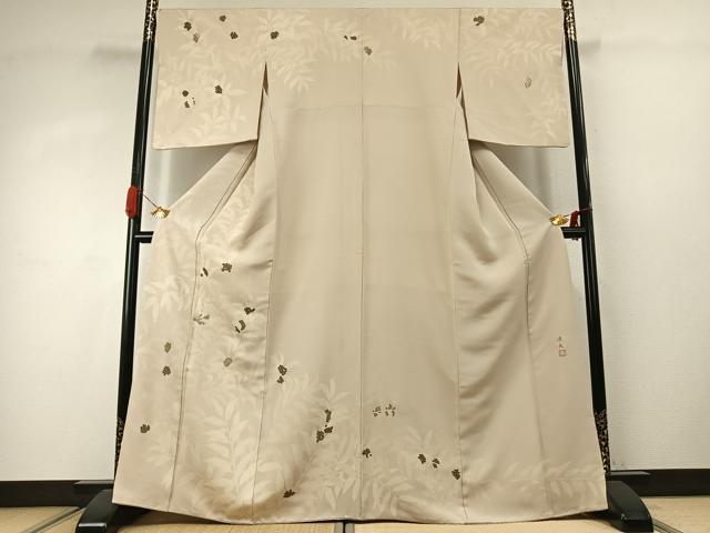 平和屋着物●中井淳夫　訪問着　刺繍　草花文　金糸　金彩　正絹　逸品　AABJ4060fy
